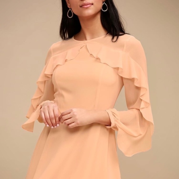 Lulus Doll-Like Ruffle Long Sleeve Skater Dress - Picture 5 of 10